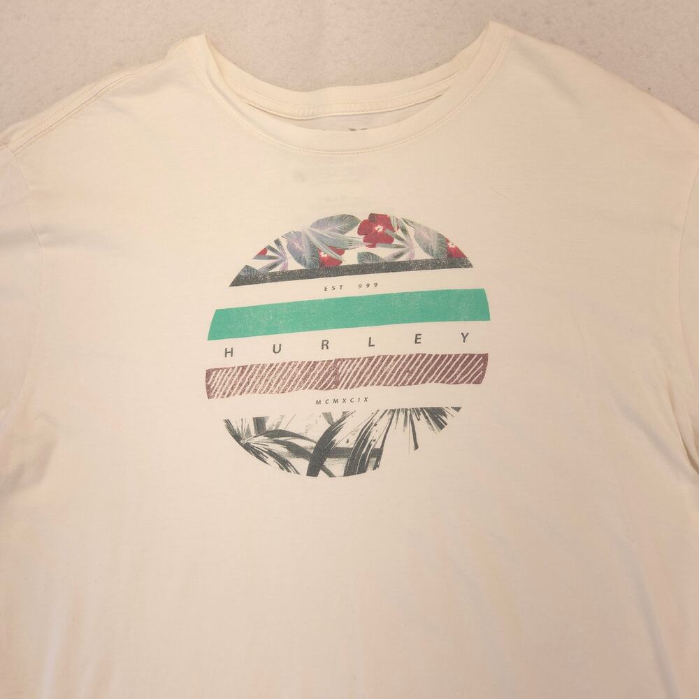 Hurley Casual Crew Neck Short Sleeve Graphic T-Shirt Mens Size XL White